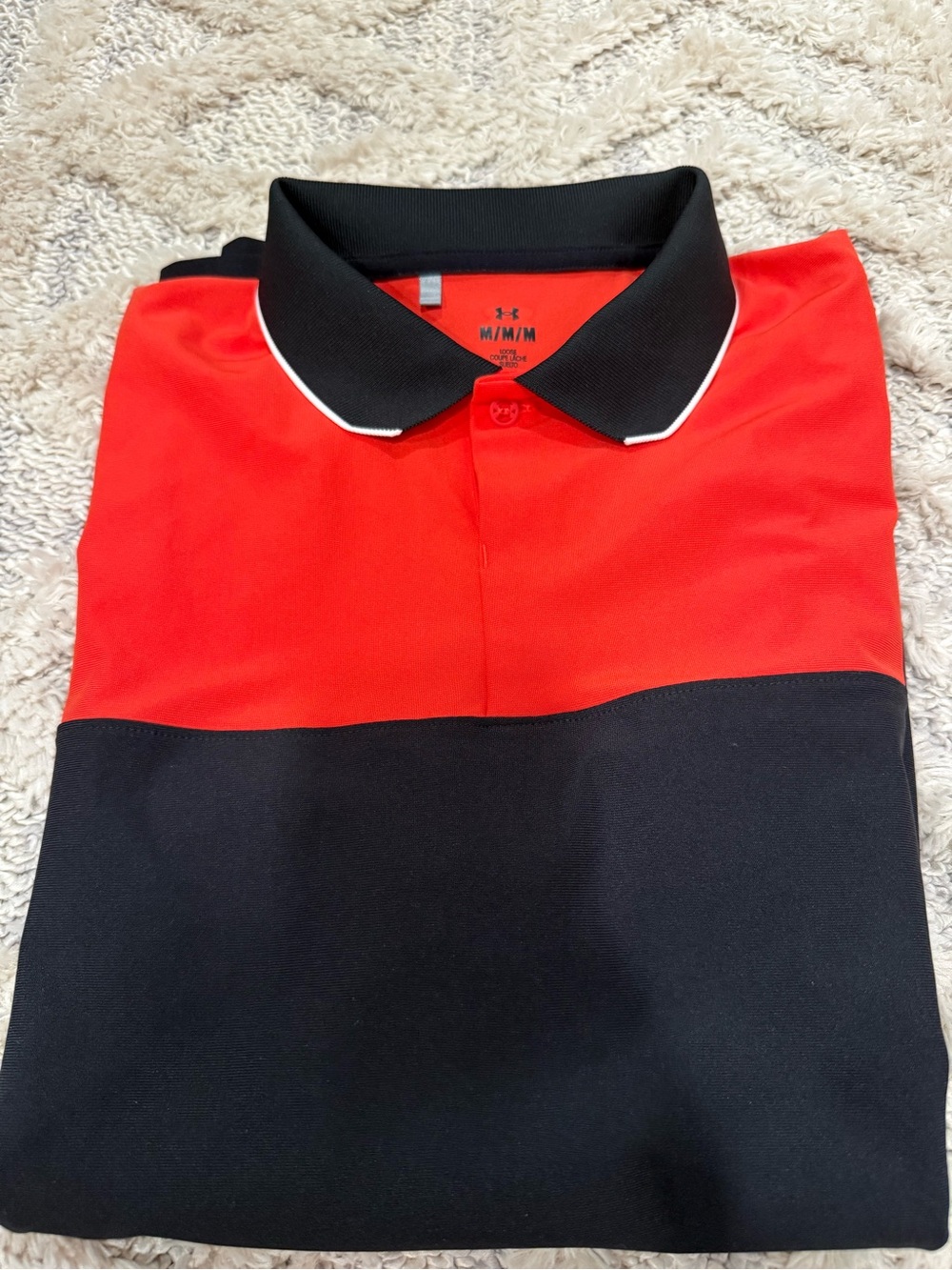Under Armour Men’s Red and Black Contrast Polo with White Trim